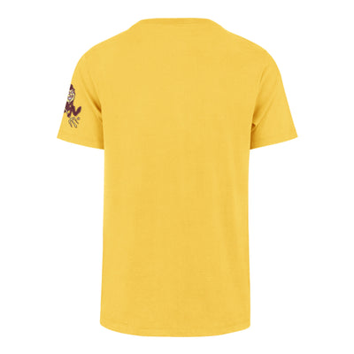 Back of ASU gold tee with a Sparky on the sleeve