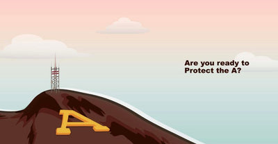 ASU picture book with A mountain and writing saying 'Are you ready to Protect the A?'