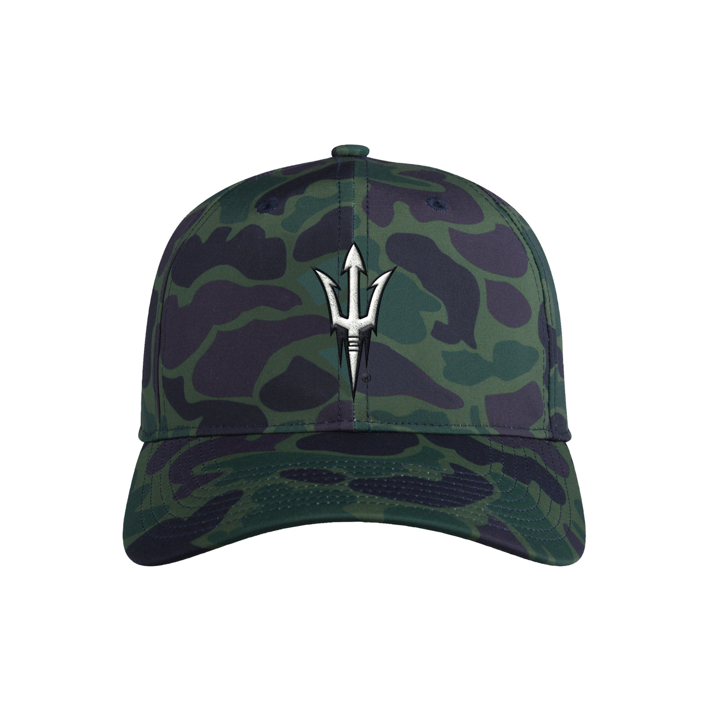 ASU green camo hat with a white pitchfork in the middle